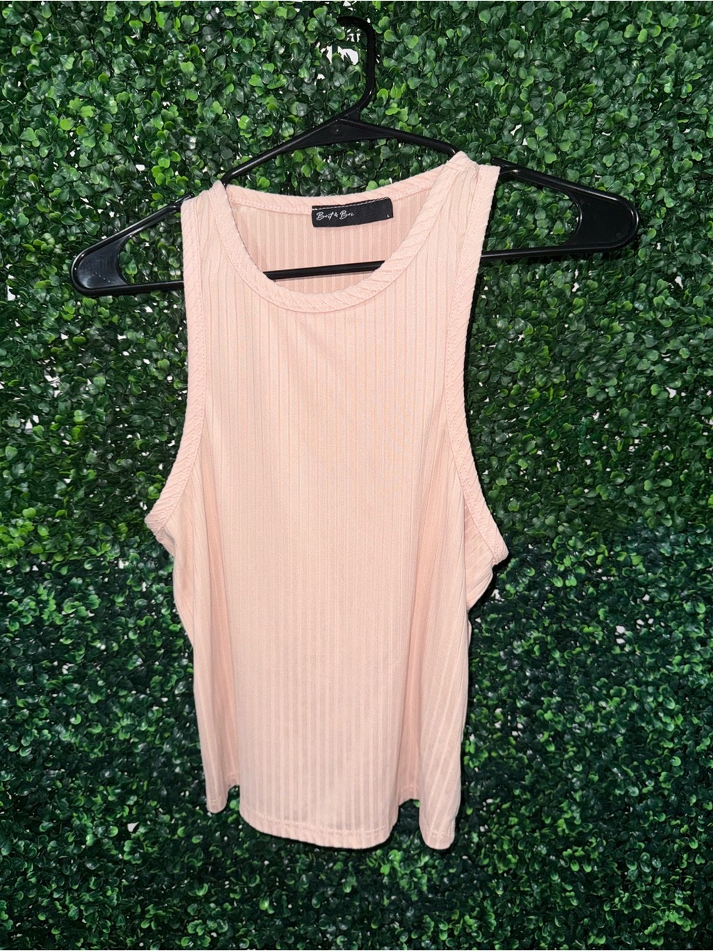 Women’s Blush Sleeveless Racerback Ribbed Tank Top - Size Large